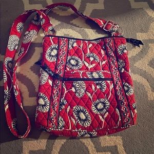 Vera Bradley red flowers crossbody bag